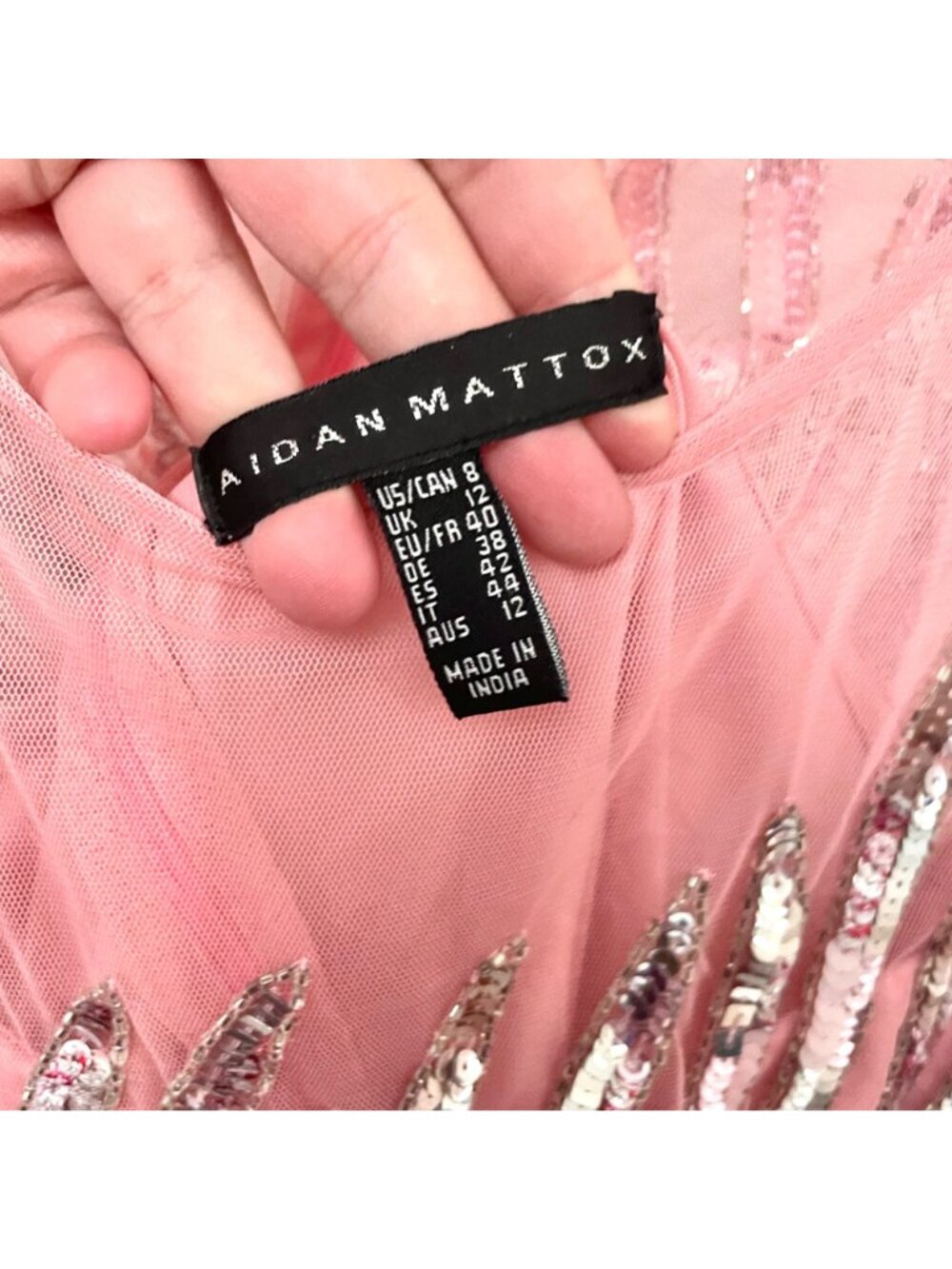 NWT Aidan Mattox Pink Sequin Cap-Sleeve Cocktail Dress Size 8 - Picture 6 of 8